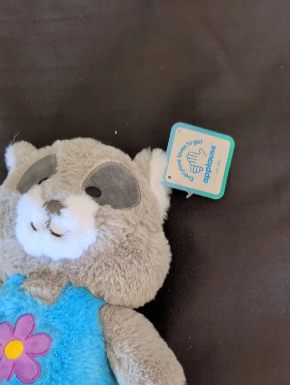 Plush Gray and Blue Small Pet Toy with Flower Accent - Soft Cuddly Playmate